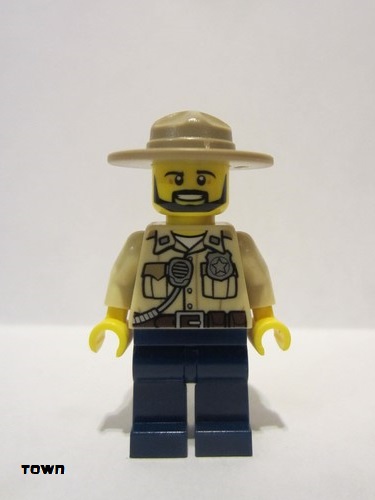 lego 2015 mini figurine cty0517 Swamp Police - Officer Shirt, Dark Tan Hat, Black Beard 