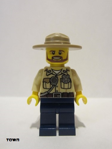 lego 2015 mini figurine cty0517a Swamp Police - Officer Shirt, Dark Tan Hat, Brown Beard 
