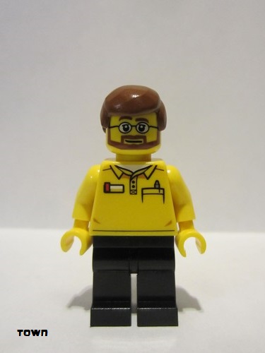 lego 2015 mini figurine cty0578 Lego Store Employee Black Legs, Beard and Glasses 