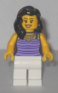 lego 2015 mini figurine twn234 Mom Dark Purple and Lavender Striped Top 