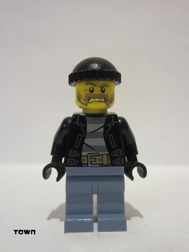 lego 2016 mini figurine cty0621 Police - City Bandit Male with Brown and Gray Beard, Black Knit Cap 