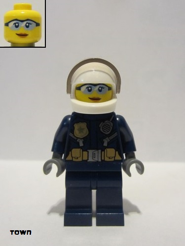 lego 2017 mini figurine cty0733 Police - City Helicopter Pilot Female, Light Blue Glasses 