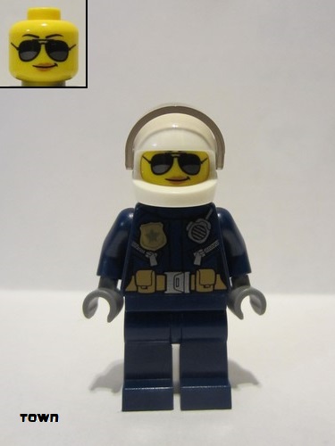 lego 2017 mini figurine cty0739 Police - City Helicopter Pilot Female, Silver Sunglasses 