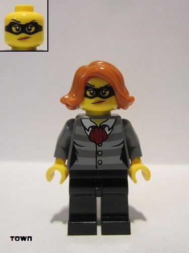 lego 2017 mini figurine cty0753 Police - City Bandit Female, Black Eye Mask 