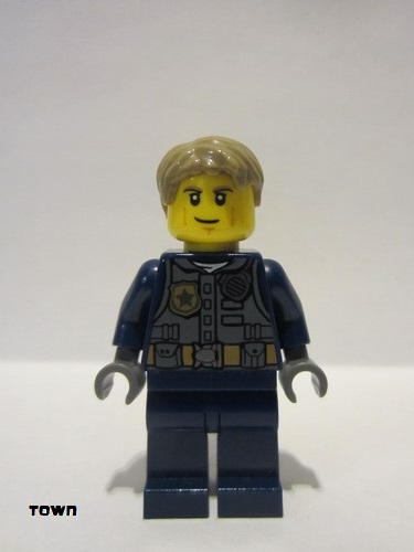 lego 2017 mini figurine cty0780 Police - City Chase McCain, Dark Blue Uniform 