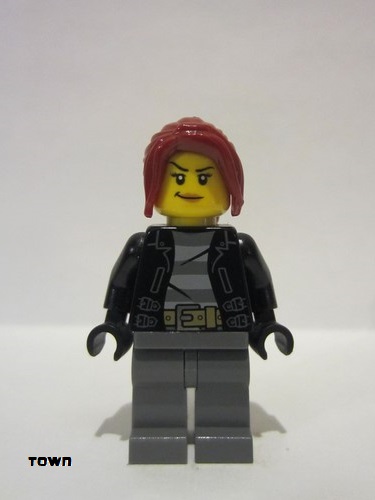 lego 2017 mini figurine cty0781 Police - City Bandit Crook Female, Dark Red Hair 