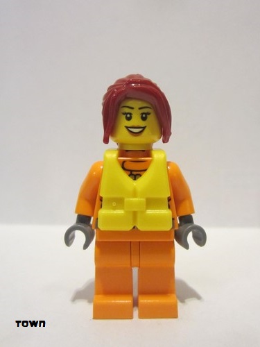 lego 2017 mini figurine cty0827 Coast Guard City - Watercraft Pilot Female with Dark Red Hair 