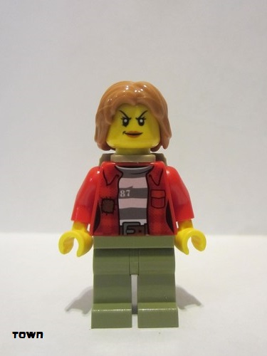 lego 2018 mini figurine cty0867 Mountain Police - Crook Female Jacket over 87 Prison Stripes, Backpack 