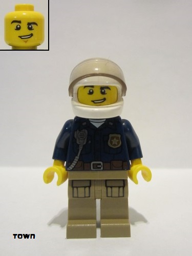 lego 2018 mini figurine cty0868 Mountain Police - Officer Male, White Helmet and Smirk 