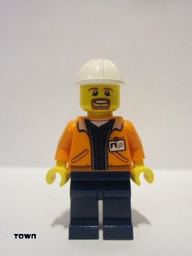 lego 2018 mini figurine cty0875 Miner - Equipment Operator With Beard 