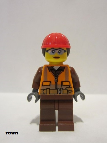 lego 2018 mini figurine cty0934 Construction Worker Female, Helmet with Ponytail, Sunglasses 