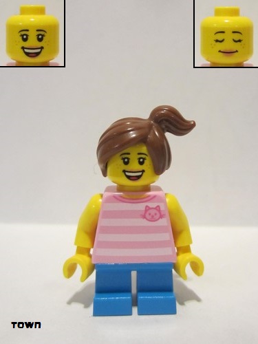lego 2018 mini figurine twn338 Girl With Bright Pink Top and Ponytail 