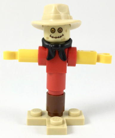 lego 2019 mini figurine cty0986 Scarecrow Tan Hat, Black Bandana, Red Shirt 