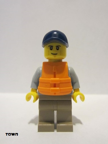 lego 2019 mini figurine cty0987 Kayaker Dark Blue Cap, Orange 2 Strap Life Jacket 