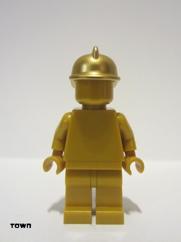 lego 2019 mini figurine cty0989 Statue Pearl Gold with Metallic Gold Fire Helmet 