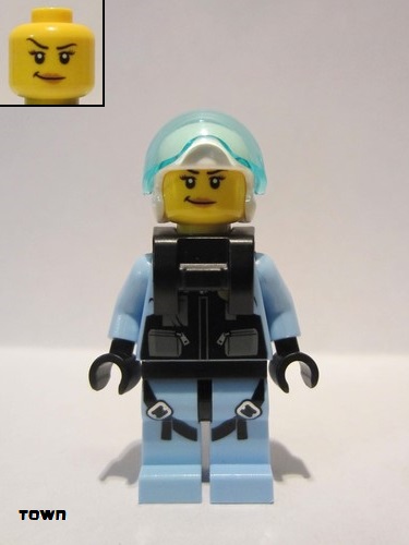 lego 2019 mini figurine cty1000 Sky Police - Jet Pilot Female with Neck Bracket (for Parachute) 