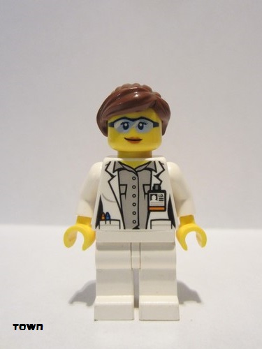 lego 2019 mini figurine cty1011 Scientist Female, Blue Goggles and White Legs 