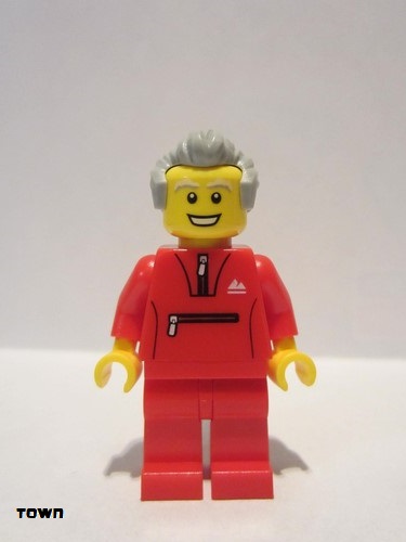 lego 2019 mini figurine cty1025 Grandfather Red Tracksuit, Light Bluish Gray Hair 