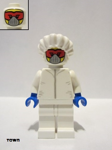lego 2019 mini figurine cty1029 Drone Engineer White Safety Jumpsuit, Red Goggles and White Mask 