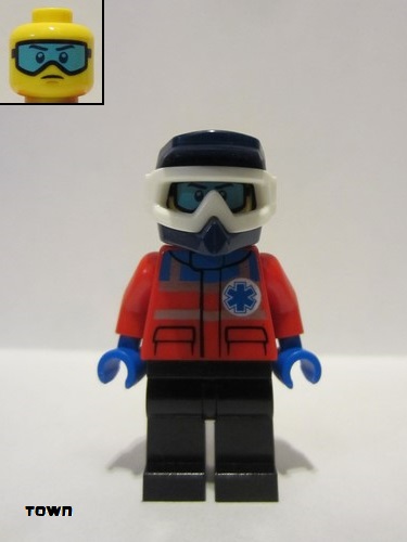 lego 2019 mini figurine cty1078 Ski Patrol Member Male, Dark Blue Helmet 