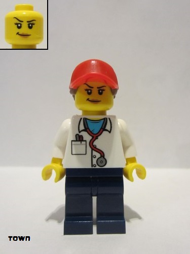lego 2019 mini figurine cty1418 Personal Trainer Female, Red Ball Cap with Reddish Brown Ponytail 
