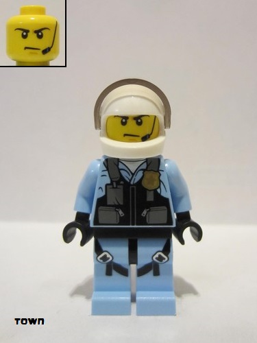 lego 2020 mini figurine cty1148 Police - Helicopter Pilot Bright Light Blue Jumpsuit Combinaison bleu clair brillant