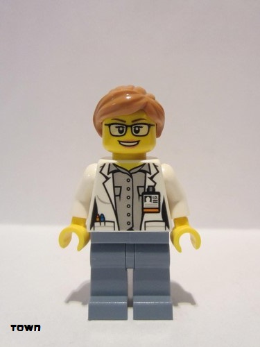 lego 2020 mini figurine cty1167 Ocean Researcher Female, White Jacket, Sand Blue Legs, Glasses, Medium Nougat Hair 