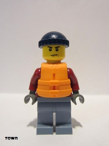 lego 2020 mini figurine cty1175 Explorer Male, Dark Red Hooded Sweatshirt, Sand Blue Legs, Dark Blue Knit Cap 