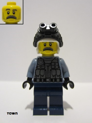 lego 2020 mini figurine cty1204 Police - Officer Sam Grizzled Sand Blue Jacket 