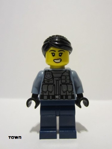 lego 2020 mini figurine cty1206 Police Officer - Rooky Partnur Sand Blue Jacket 