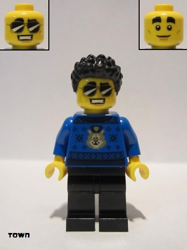 lego 2020 mini figurine cty1207 Police Officer - Duke DeTain Blue Sweater, Black Legs 