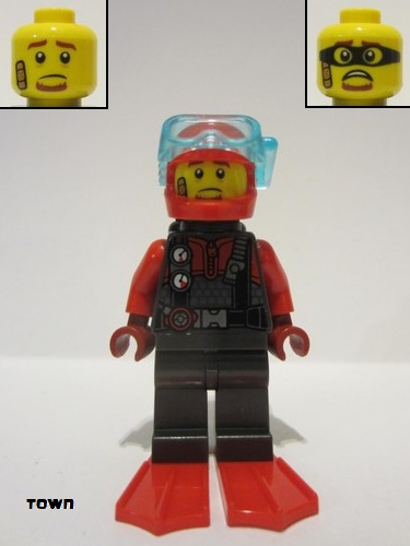 lego 2021 mini figurine cty1276 Police - Crook Frankie Lupelli Diving Suit 