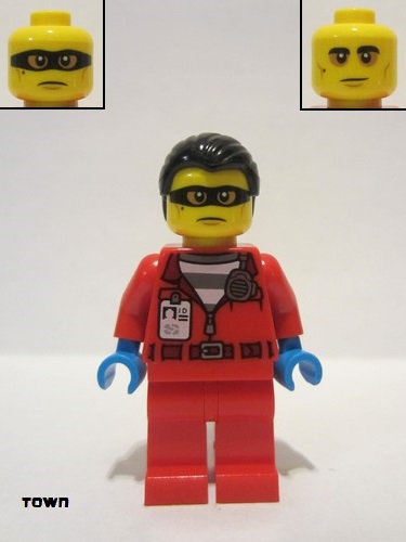 lego 2022 mini figurine cty1376 Police - Crook Vito Red Jacket with Prison Shirt and I.D. Tag 