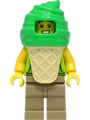 lego 2022 mini figurine cty1389 Ice Cream Vendor Male, Lime Hoodie, Bright Green Ice Cream Suit 
