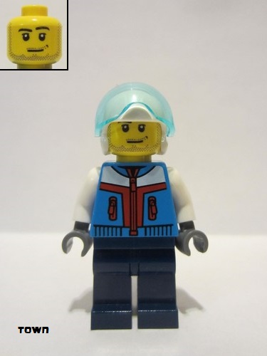 lego 2022 mini figurine cty1397 Stunt Plane Pilot Dark Azure Jacket, Dark Blue Legs, White Helmet 