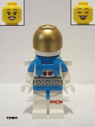 lego 2022 mini figurine cty1409 Lunar Research Astronaut White and Dark Azure Suit, Female with Side Clips 