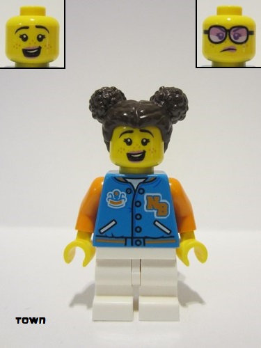 lego 2022 mini figurine cty1469 Passenger Female, Dark Azure Sports Jacket, White Medium Legs, Dark Brown Hair 