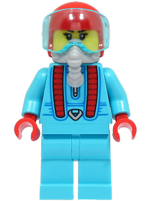 lego 2022 mini figurine cty1496 Stuntz Driver Female, Medium Azure Jumpsuit, Red Helmet 