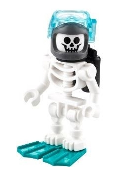 lego 2022 mini figurine twn429 Skeleton Diver, Black Air Tanks, Dark Turquoise Flippers, Dark Bluish Gray Helmet 