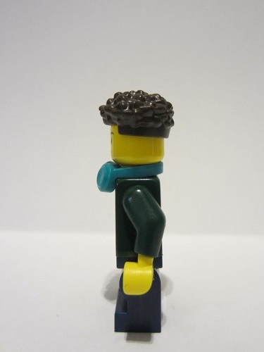 lego 2023 mini figurine cty1685 Child Boy, Dark Green Hoodie, Dark Blue Medium Legs, Dark Brown Hair, Dark Turquoise Headphones 