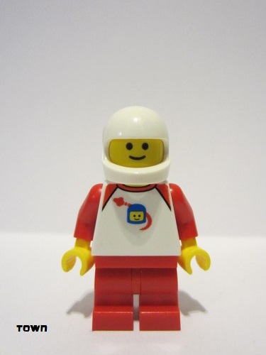 lego 2023 mini figurine twn467 Child Classic Space Shirt with Red Sleeves, Red Medium Legs, White Helmet 