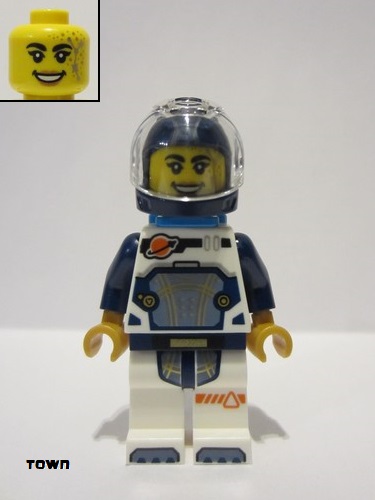 lego 2024 mini figurine cty1692 Astronaut Female, Dark Blue Helmet, Dark Azure Backpack, White Suit with Dark Blue Arms 