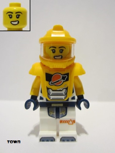 lego 2024 mini figurine cty1695 Astronaut Female, Bright Light Orange Helmet, Bright Light Orange Armor, White Suit with Bright Light Orange Arms 