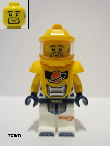 lego 2024 mini figurine cty1745 Astronaut Male, White Spacesuit with Bright Light Orange Arms, Bright Light Orange Helmet, Bright Light Orange Armor 