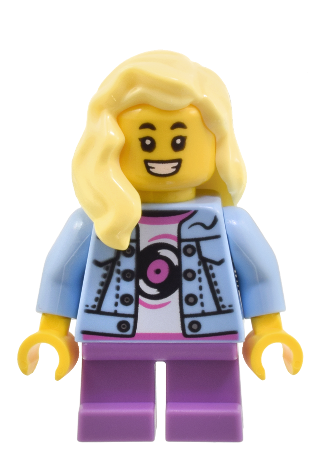 lego 2024 mini figurine cty1802 Robot World Patron Child Girl, Bright Light Blue Denim Jacket, Medium Lavender Short Legs, Bright Light Yellow Hair 