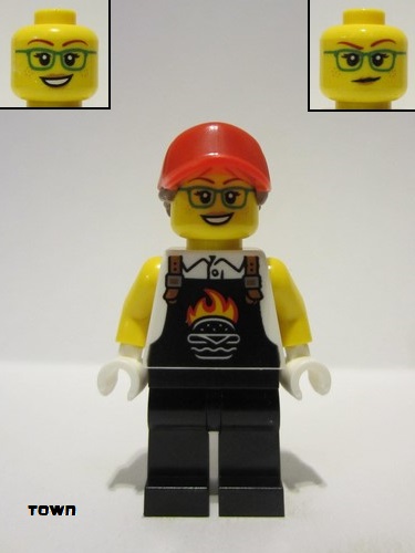 lego 2024 mini figurine twn495 Burger Truck Vendor  