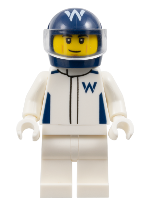 lego 2025 mini figurine cty1847 Formula 1 Driver Williams - Male, White Racing Suit, Dark Blue Helmet, Trans-Clear Visor 