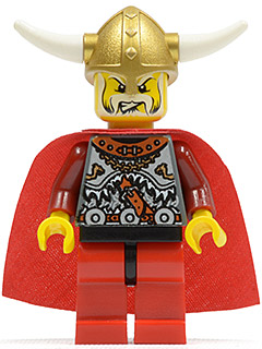 lego 2006 mini figurine vik026 Viking Red Chess King Horns Glued to Helmet 