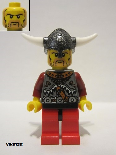 lego 2006 mini figurine vik034 Viking Red Chess Pawn Horns Glued to Helmet 