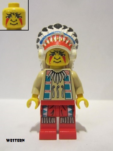 lego 1997 mini figurine ww017a Indian Chief With LEGO Logo on Back 